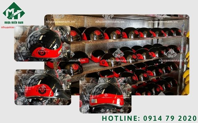 Cách bố trí layout khi in logo nón bảo hiểm nửa đầu (1/2) để tối ưu diện tích quảng cáo