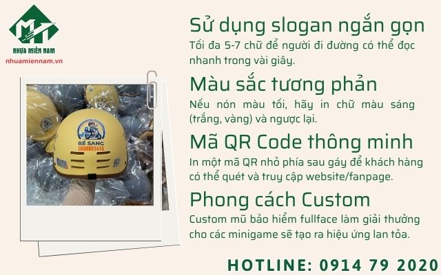 Cách thiết kế thông điệp trên nón bảo hiểm thiết kế riêng