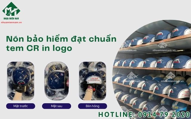 Cam kết sản phẩm có nón bảo hiểm đạt chuẩn tem CR in logo đầy đủ giấy tờ