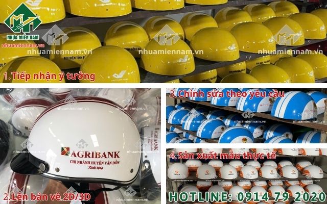 Quy trình thiết kế nón bảo hiểm quảng cáo tối ưu hóa hình ảnh thương hiệu