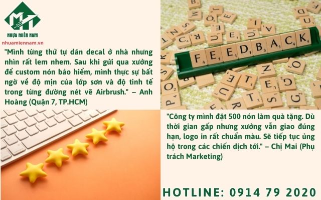 Tổng hợp đánh giá từ khách hàng đã in nón bảo hiểm theo yêu cầu