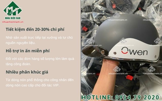 Xưởng in logo nón bảo hiểm làm quà tặng giá tận gốc, không qua trung gian