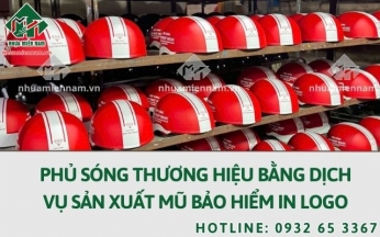 Phủ sóng thương hiệu bằng dịch vụ sản xuất mũ bảo hiểm in logo